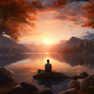 calming image of a man watching sunset